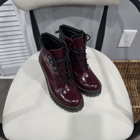 Dr. Martens Women's Burgundy Boots - Picture 2 of 7